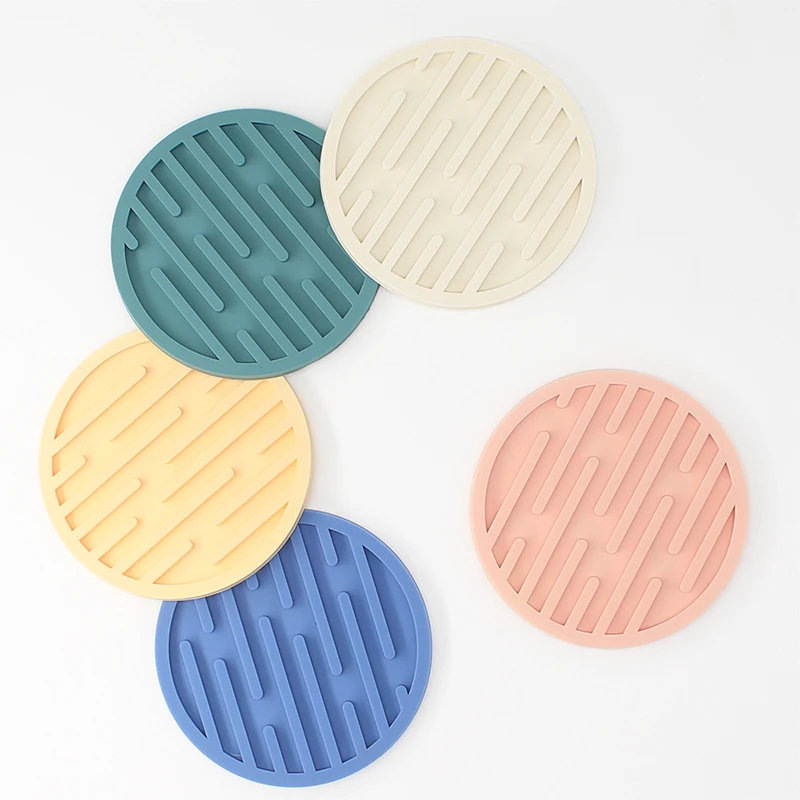 6pcs/Set Non-Slip Cup Coasters Silicone Coasters For Drinks Silicone Coasters Tabletop Protection For Any Table Type Wood Glass