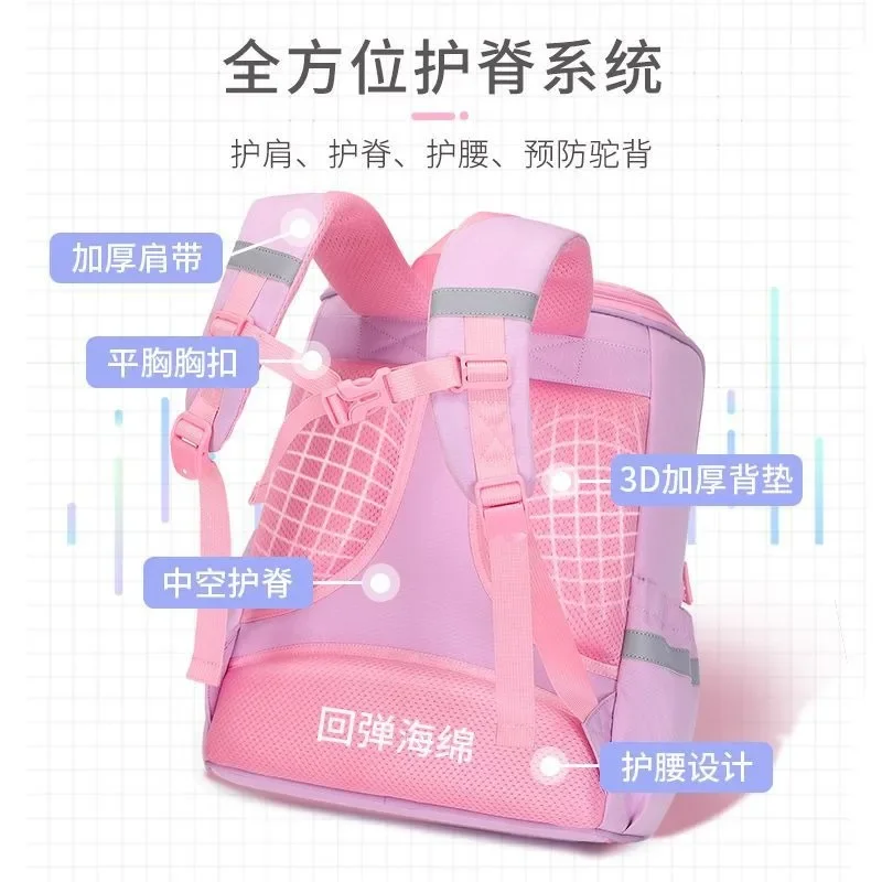 Primary Students Schoolbag Cartoon Cute Girl Backpack Lightweight Breathable Student Shoulders Backpacks Large Capacity Book Bag