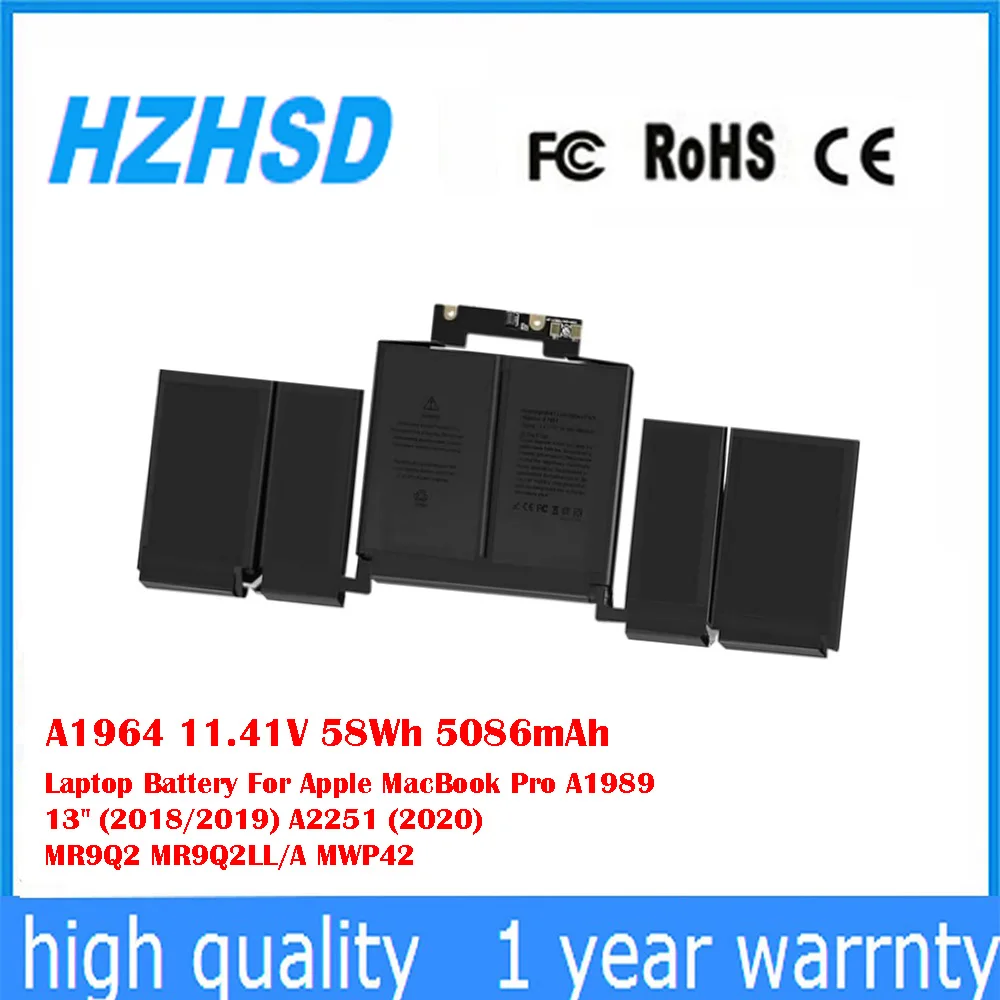 

A1964 11.41V 58Wh 5086mAh Laptop Battery For Apple MacBook Pro A1989 13" (2018/2019) A2251 (2020) MR9Q2 MR9Q2LL/A MWP42