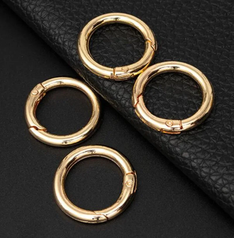 10pcs Metal Spring Gate O Ring Clasps Openable Keyring Pendant Dog Chain Snap Clasp Clip Hook for Bag Handbag Belt Strap Buckle