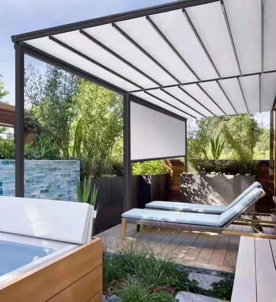 Aluminum Frame UV Water Resistant Fabric Retractable Patio Sun Shade Awning