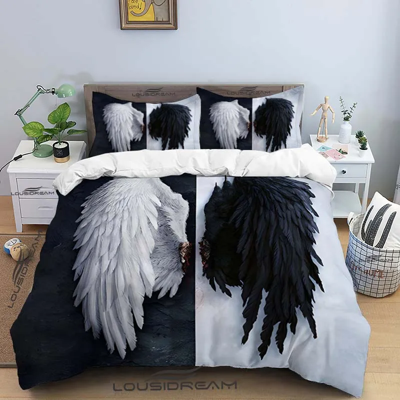 Angel Wing Bedding Set Bedding Lucifer Angel Duvet Cover With Pillowcase Cute Home Textiles Double King Size