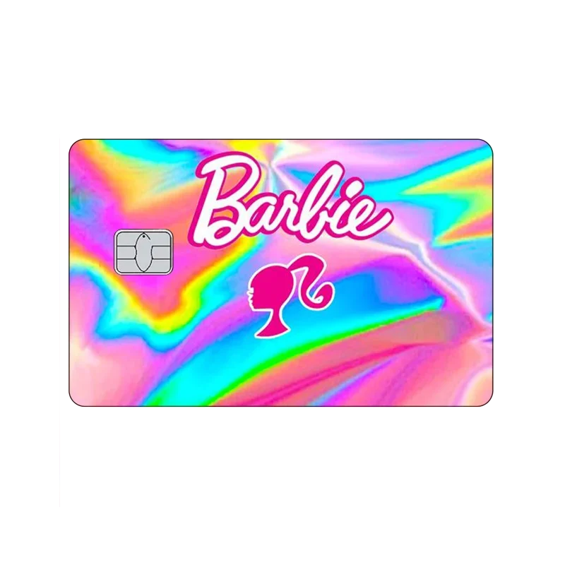 Neue 1pc Barbie Cartoon Laser Kreditkarte Aufkleber Haut Abdeckung Anime Kawaii Visum Debit Bank Lade karte wasserdicht Aufkleber Filmband