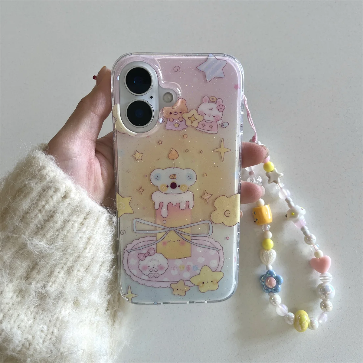 

Premium 2025 Edition Korean Cute Protective Case for iPhone 16 15 14 13 Pro Max Funny Cartoon Sling Support