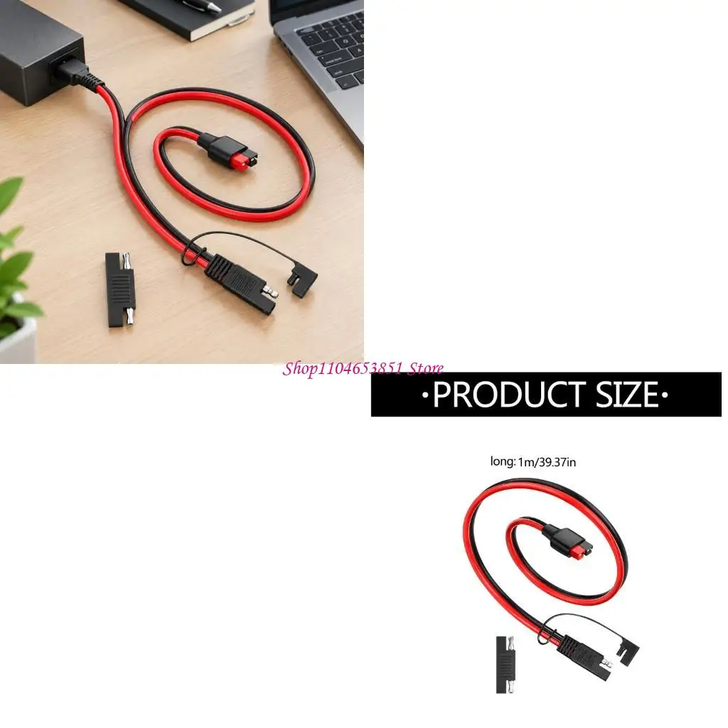 35A to SAE Power Cable with Red and Black Polarity Marking, Protective PVC Outer Sheath, Tethered Cap, and Included Coupler for