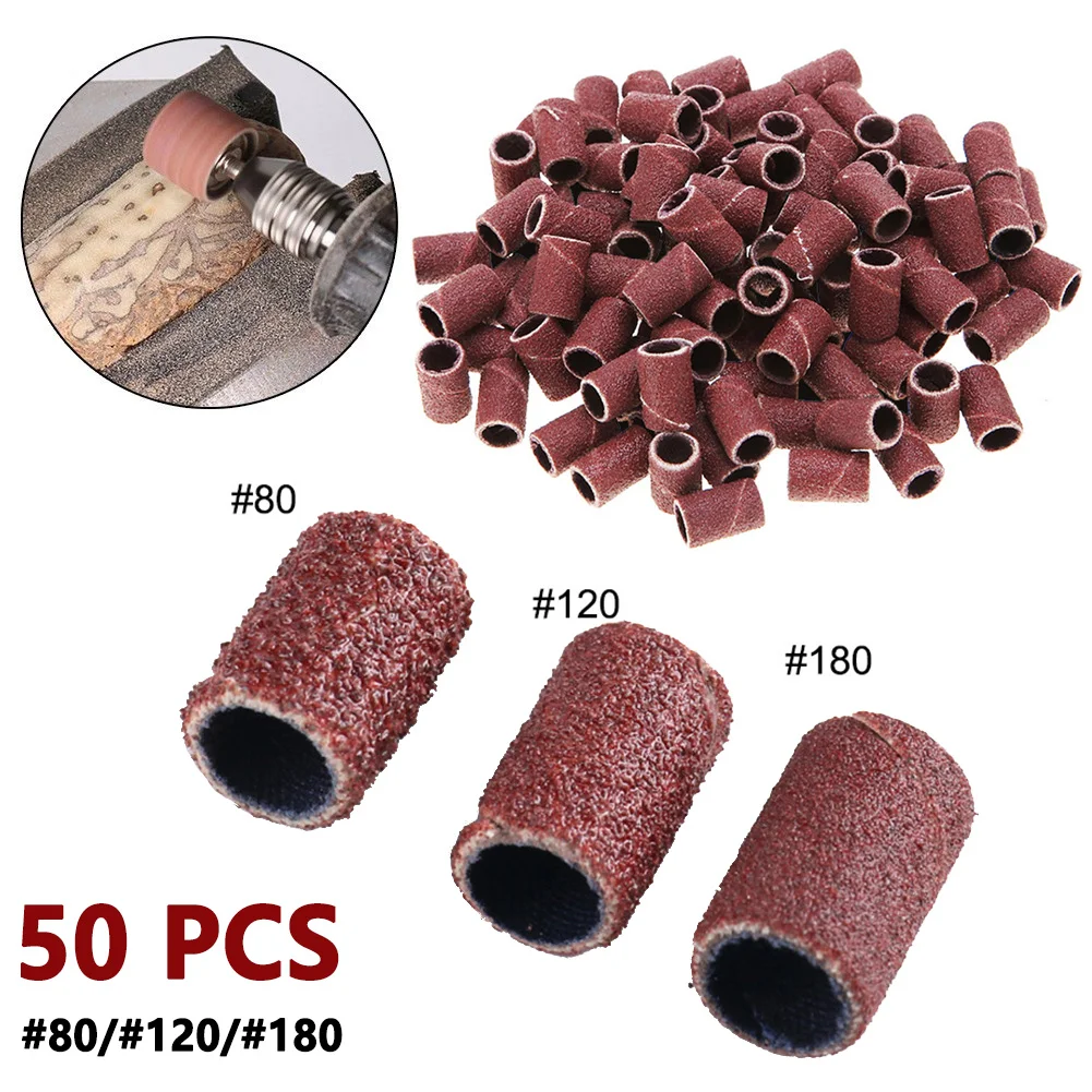 

50pcs Sandpaper Grinding Head Sanding Drum Bit Abrasive Rotary Tool 80 120 180 Grit Grinding Head For Metal Wood Working