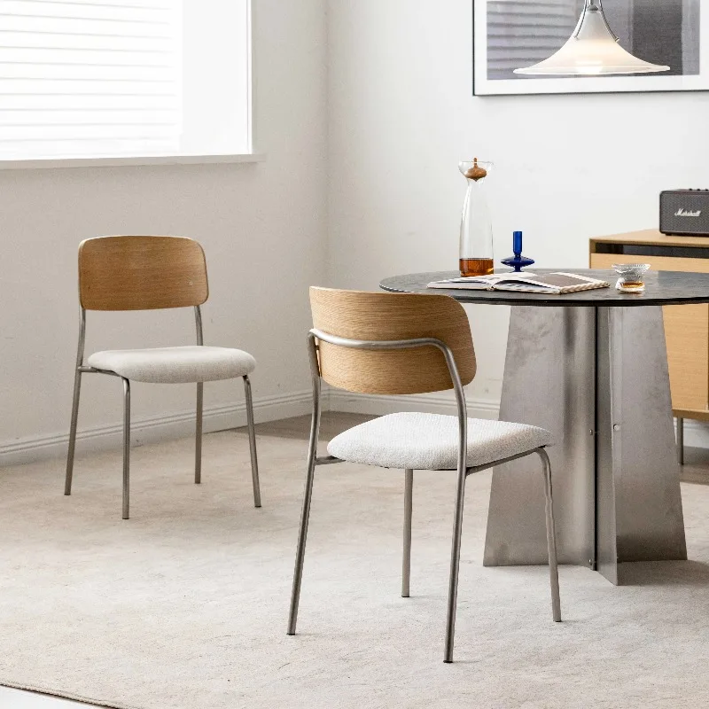 Modern design solid wood seating portable dining chair with eco-friendly metal legs for restaurants and apartments