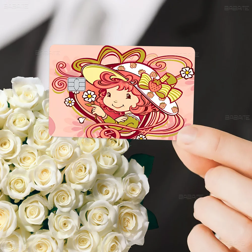 Strawberry Shortcake 2024 Anime Cartoon Skin Stickers Film Tape Case For Big Credit Debit Card Front Side