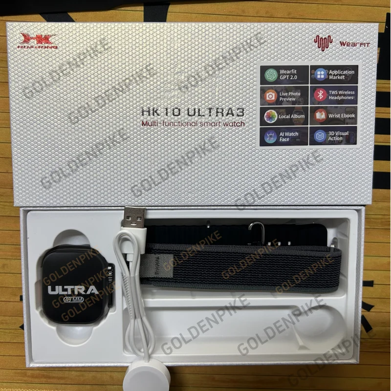 الأصلي HK10 الترا 3 Smartwatch 49 مللي متر AMOLED 4G ROM بلوتوث شبكة دعوة الدردشة روبوت ساعة NFC البوصلة S10 الترا ساعة ذكية