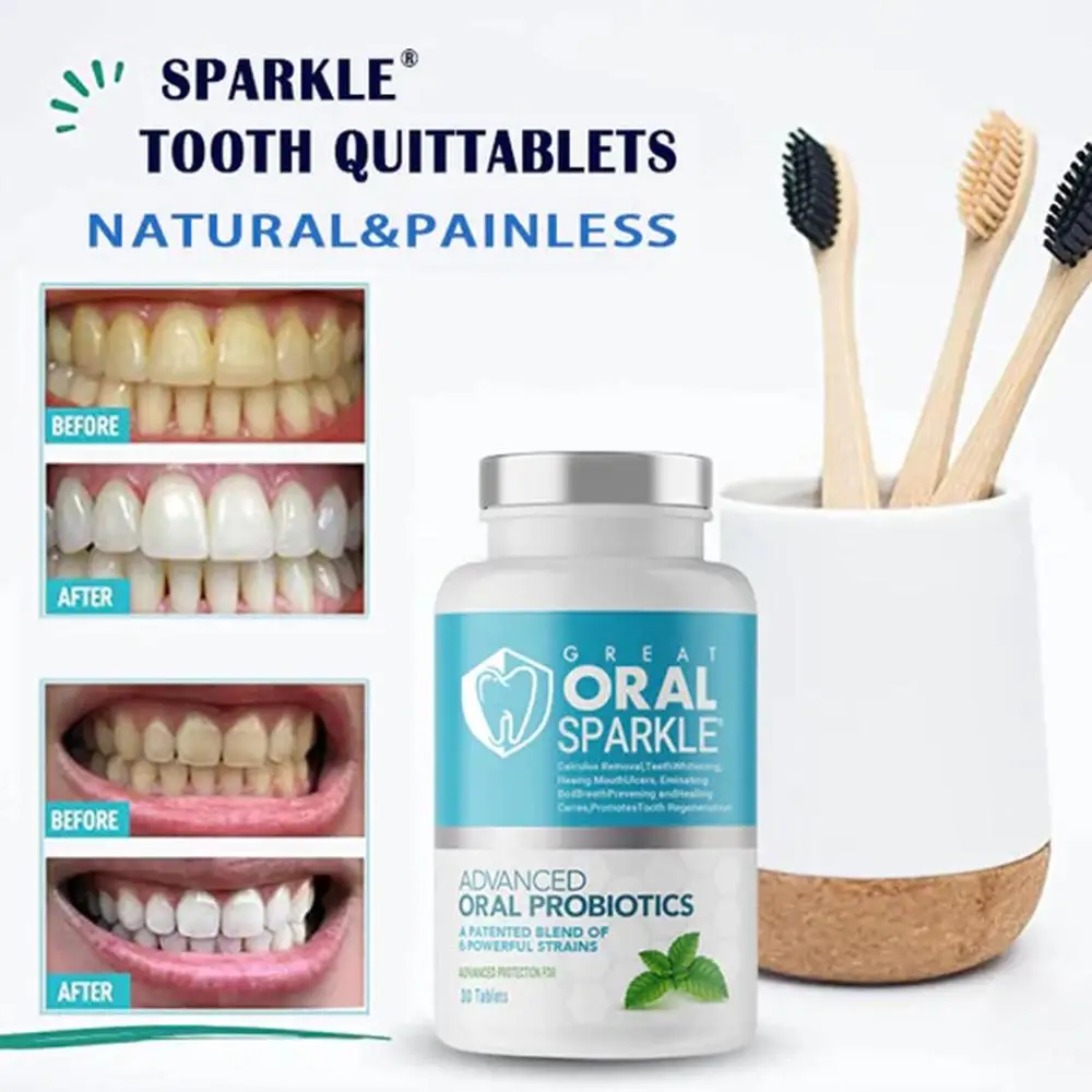 Probióticos sólidos creme dental comprimidos, clareamento dos dentes, carvão vegetal, remove manchas de fumaça, mau hálito, bochechos frescos, Oral Care