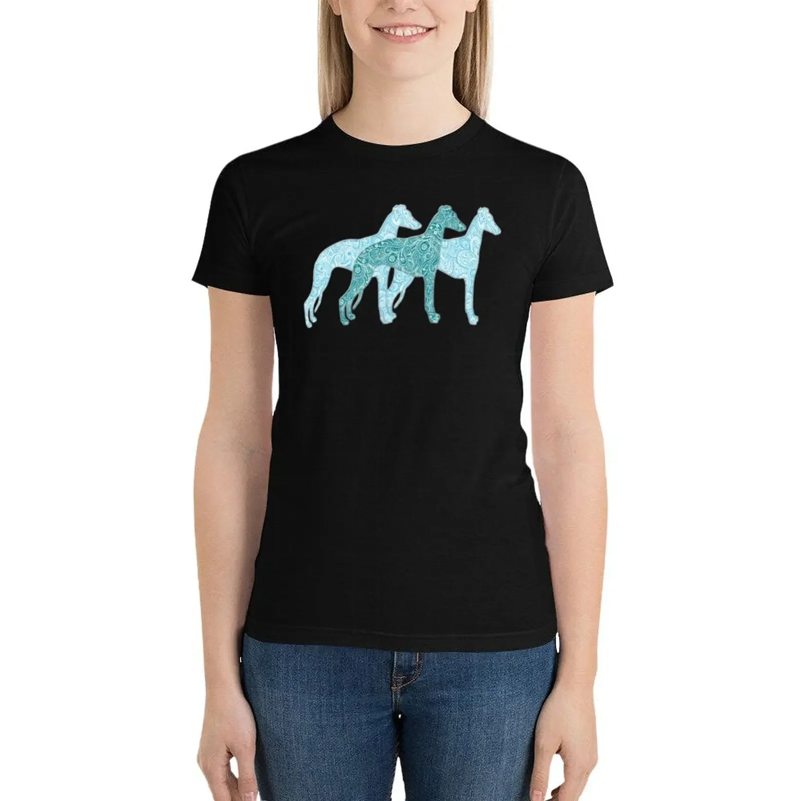 Paisley whippet trilogy T-Shirt graphics Female clothing clothes for Women