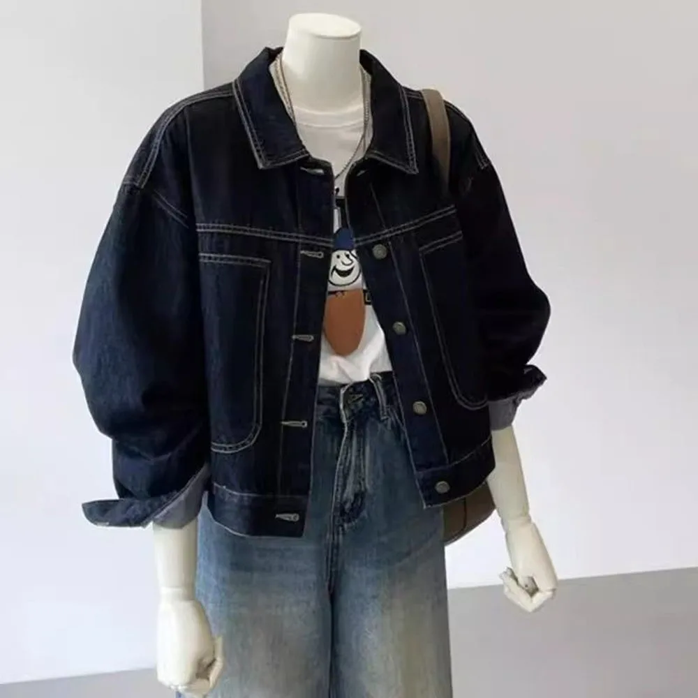 

Весна-Осень 2026: Новая короткая джинсовая куртка для женщин, ковбойская куртка в рабочем стиле с карманами, джинсовая верхняя одежда, модные женские топы
