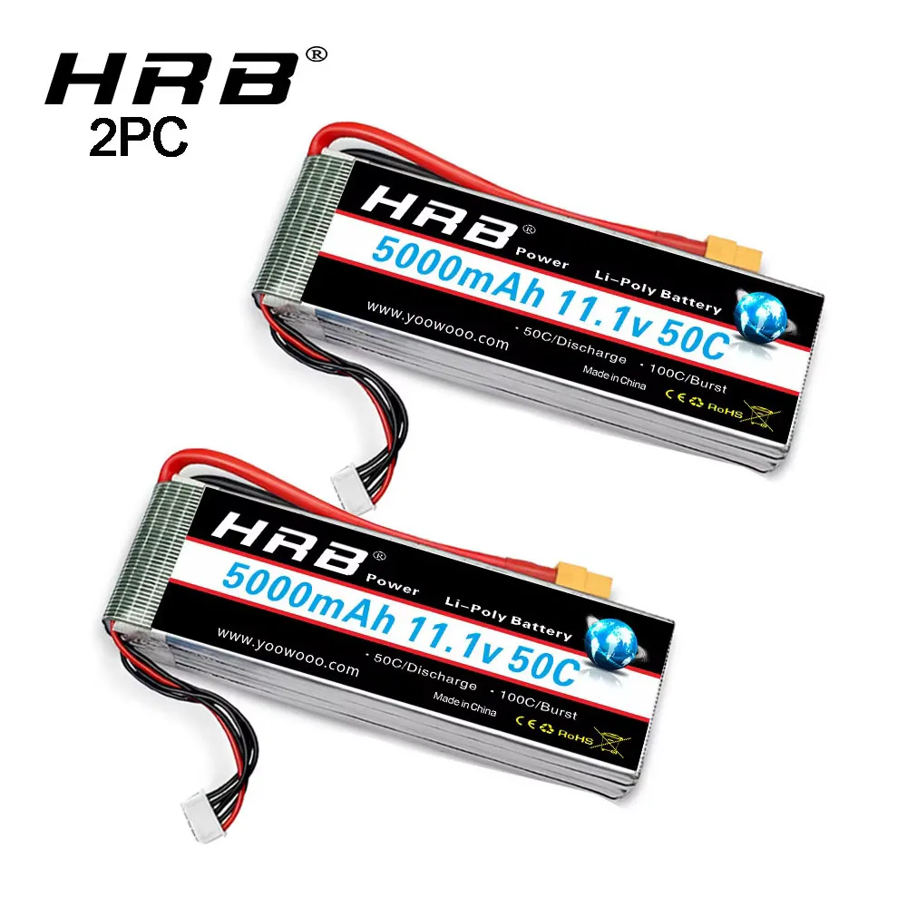 2PCS HRB 3S 4S 6S Lipo Battery 1300mah 1500mah 1800mah 2200mah 3000mah 4000mah 5000mah 6000mah RC Battery 22.2v 14.8v 11.1v Lipo