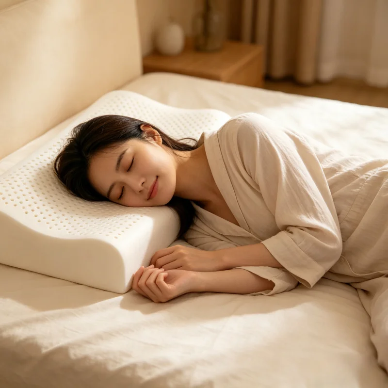 Almohada de látex Natural, almohada de espuma viscoelástica de rebote lento, almohada ergonómica de protección cervical, almohada suave y transpirable para dormir para adultos