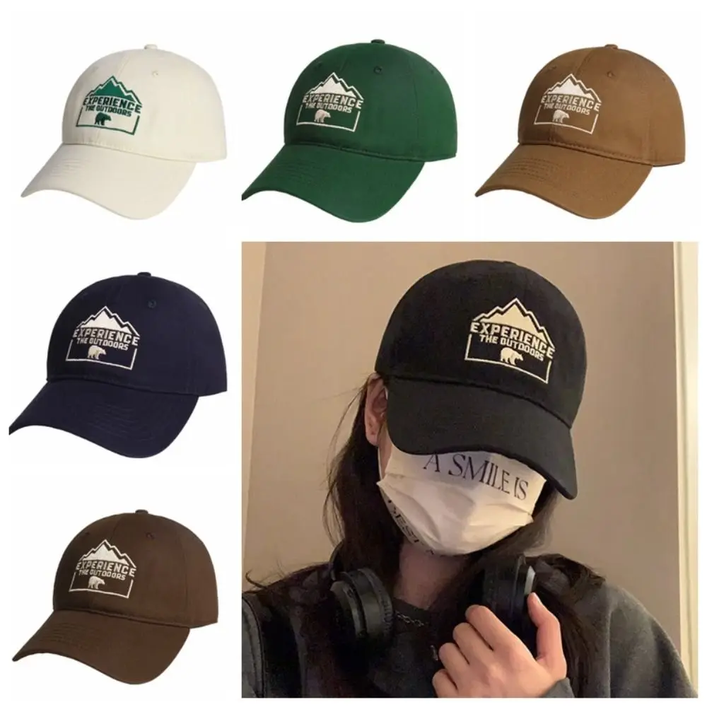 

Experence the Outdoor Embroidered Baseball Cap Sunscreen Solid Color Letter Sun Hat Japanese Style Adjustable Peaked Cap Girl