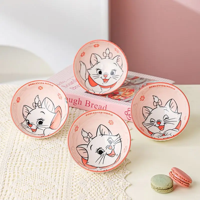 Picture 3: Disney 4pcs/set household cartoon mary cat ceramic rice bowl kitchen tableware rice bowl cute ceramic tableware girl tableware
