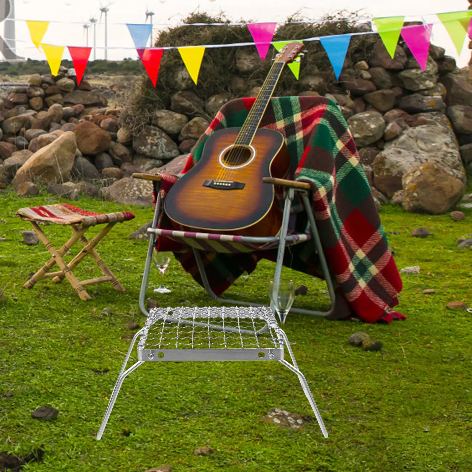 

Mini Stainless Steel Bbq Grill Rack Rectangular Mesh Cooling Baking Grid for Outdoor Barbecue Picnic Camping Grill Tool