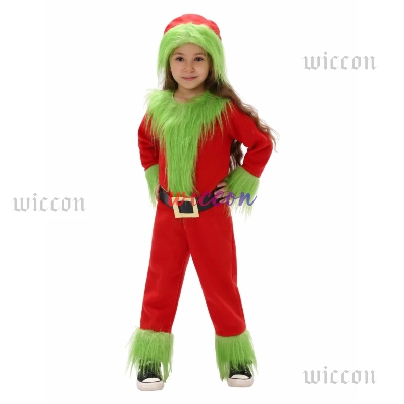 Christmas Costume Explosive Genie Thief Green Hairy Monster Grinnch Cosplay Costume Santa Claus With Pantsuits Play Clothing