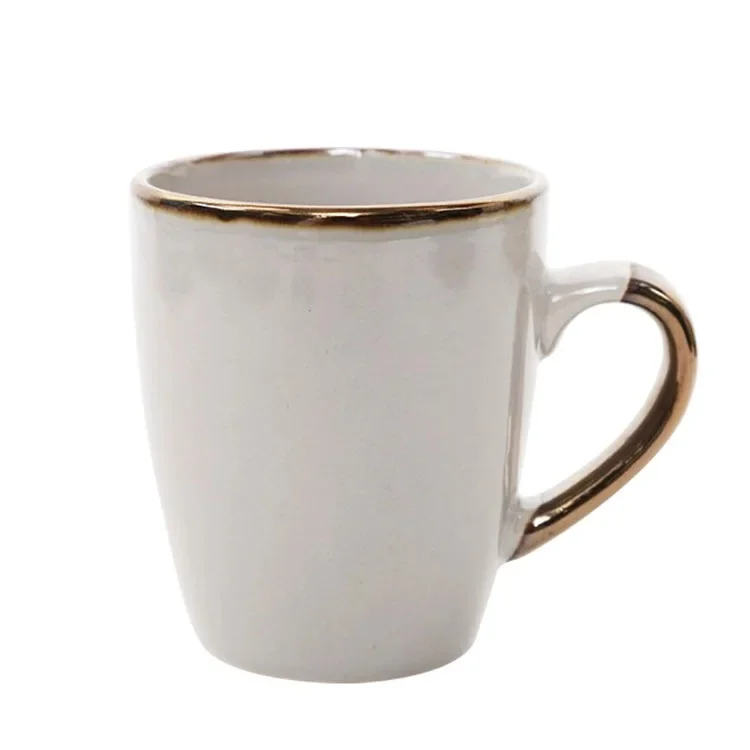 Bar Restaurant Cafe heated ceramic coffee mugs with handle, ceramic coffee mug with gold rim