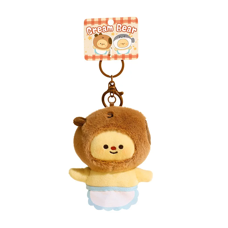 Stuffed Animals Plush Key Chain Creative Cartoon Butter Bear Car Keychain Plush Doll Student Backpack Pendant Gift for Friend