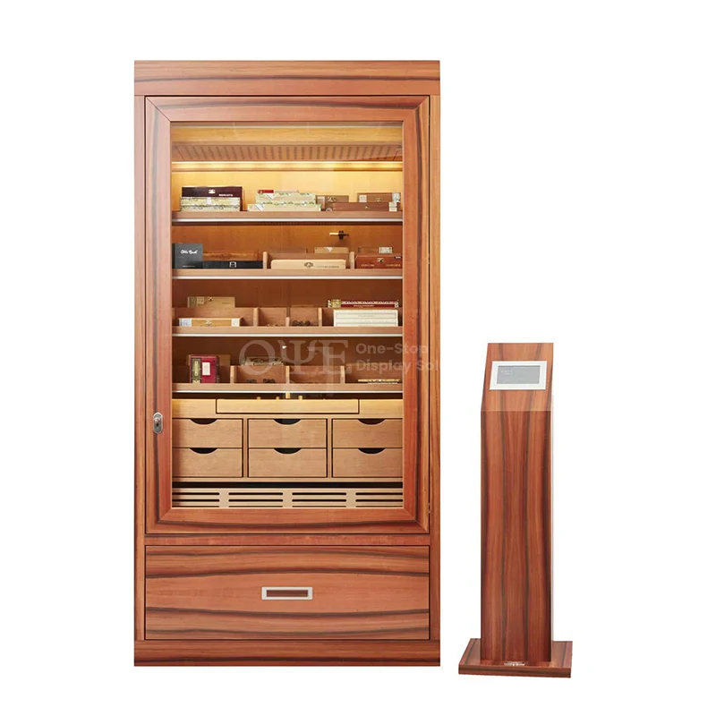 

custom.Spanish cedar wood double door cigar humidor cabinet led light 4000 cigar capacity humidor cabinet smoke shop showcase