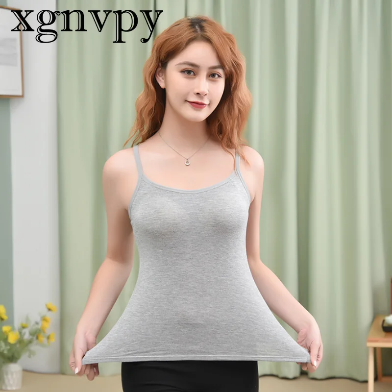 Xgnvpy Modal Camisole with Breast Cushion Women's Summer No Underwire Bra Cup Underwear Integrated Yoga Sports Top