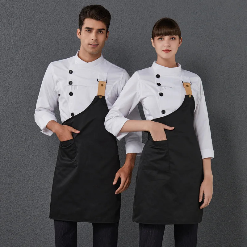 Men\'s kitchen jacket Restaurant Unisex chef uniform women Work wear cook costume Long Shirt Cook\'s clothes kitchen uniform Apron