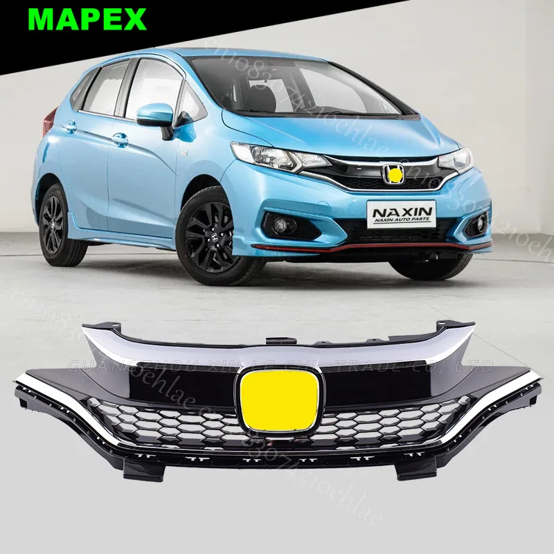 

Fit For 2018-2020 Honda Jazz Front Bumper Upper Chrome Honeycomb Grille Grill