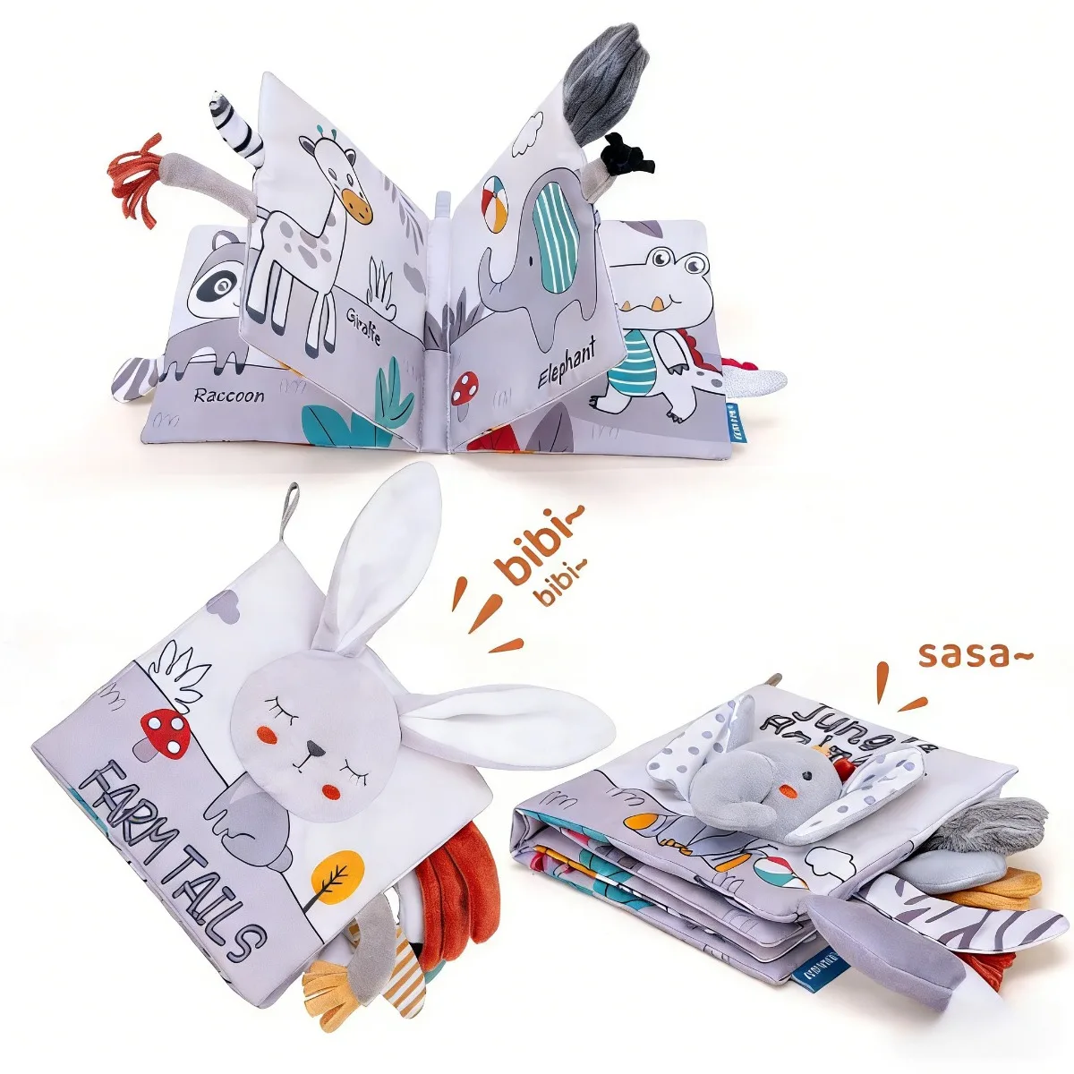 

Nordic-Style Visual Tail Cloth Book | Tear-Resistant Children Early Education 3D Animal Book Children Shower/Birthday Gift