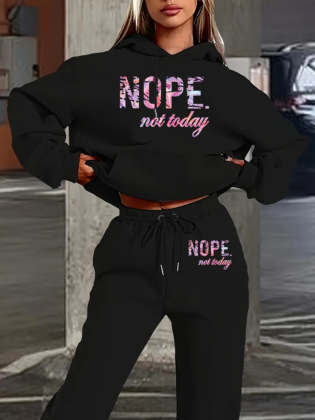 Womans Tracksuit Two Piece Set Hooded Sweatshirts+Sweatpants Suit Lady Casual Jogging Pullovers Fashion Sports Outfits Clothing