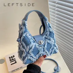 LEFTSIDE Weichen Stoff Trend Kleine Schulter Umhängetaschen für Frauen Hobo 2022 Luxus Marke Designer Frauen Handtaschen Kawaii Totes