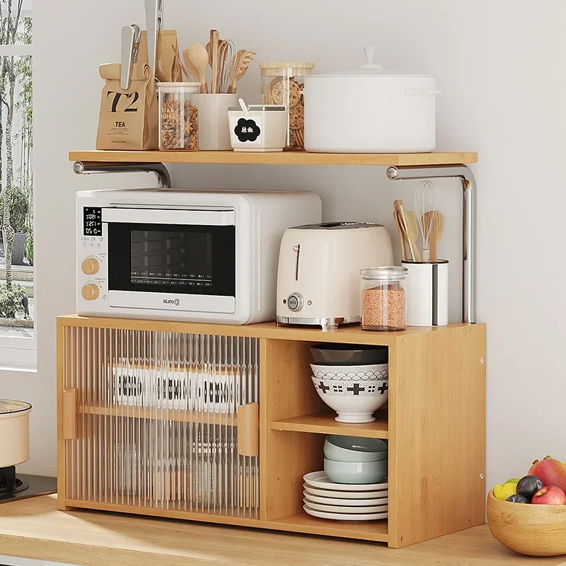 Kitchen Shelf Desktop Multifunctional Storage Rack Household Dustproof Multi-layer Seasoning Bowls Microwave Rack Sma