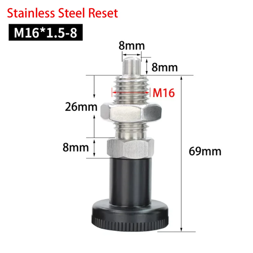 1Pcs Knob Plunger Spring Reset/Self-locking Pin M6 M8 M10 M12 M16 Spring Index Positioning Column Hardware Accessories Rustproof view 5
