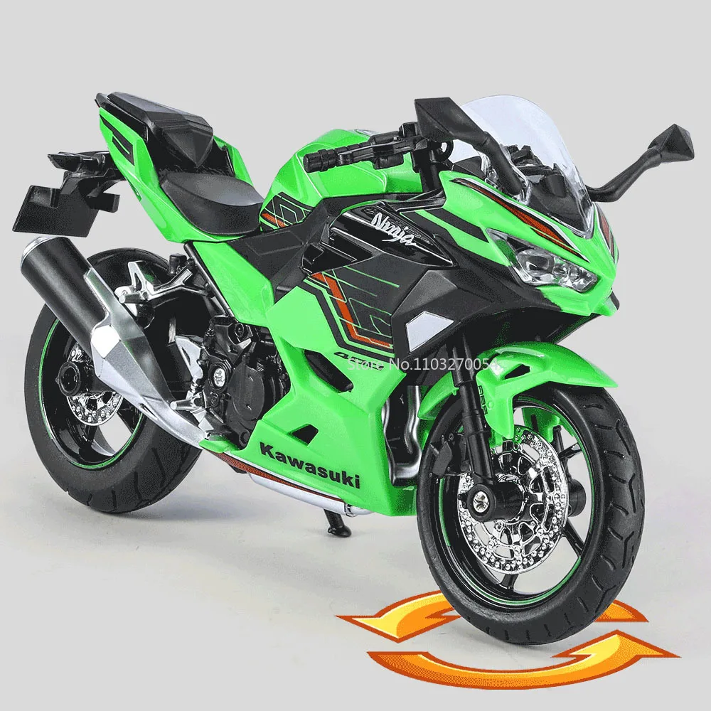 1:12 Kawasaki 400 pressofuso in lega modello di moto giocattolo auto ruota anteriore sterzo pneumatici in gomma moto raccogliere bambini regalo di Natale