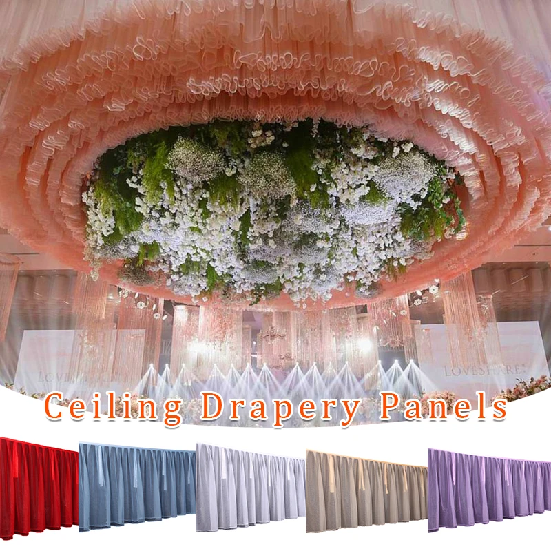 

3/5/10M Tutu Ceiling Drapery Panels Wedding Decor Mariage Long Sheer Gauze Ceiling Draping Ceremony Hall Party Decor Canopy