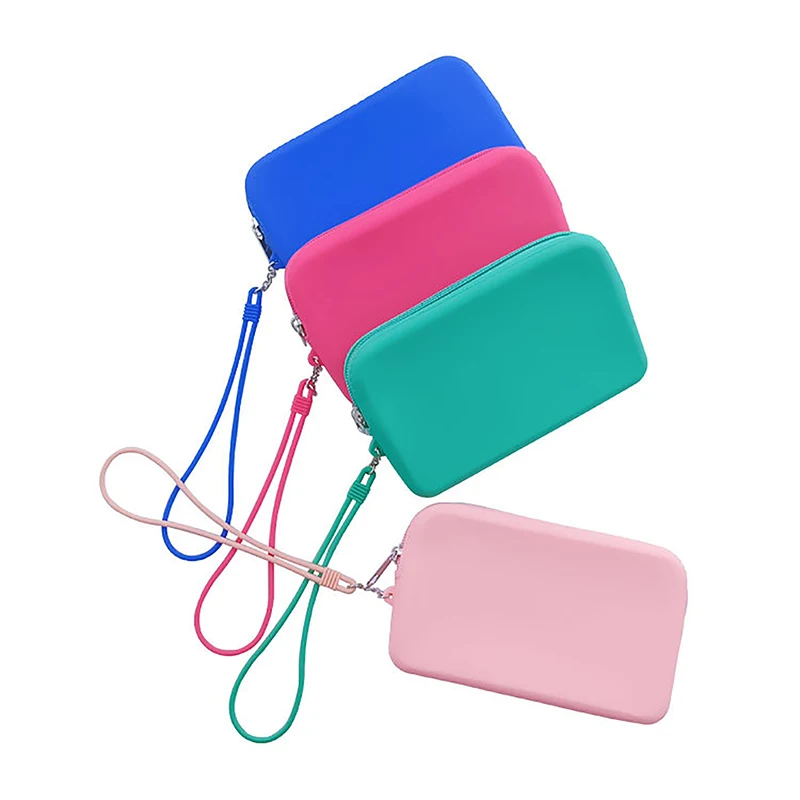 Saco De Armazenamento De Cosméticos De Silicone Quadrado, Suporte De Escova De Maquiagem De Viagem, Saco De Armazenamento Digital Portátil, Caso Impermeável