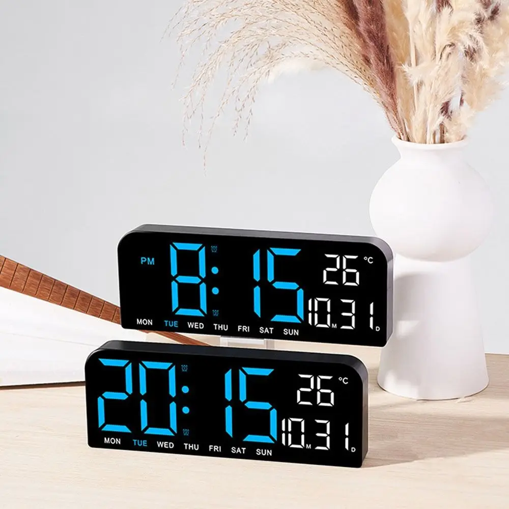 

Wall-mounted Electronic Wall Clock Multi-functional Temperature Digital LED Clocks Voice Control DST Display Table Clock