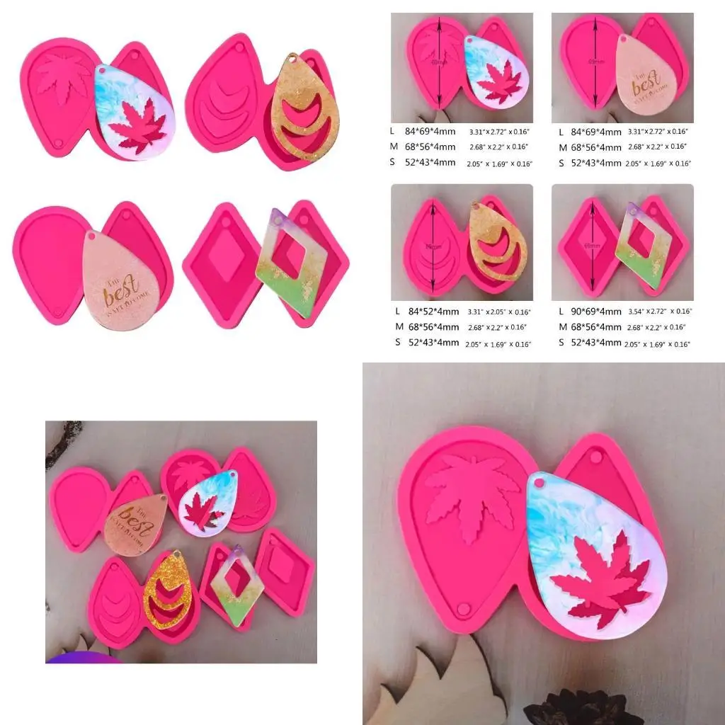 

J78F 4 шт. DIY ремесла серьги форма для эпоксидной смолы ушной кулон литье силиконовая форма