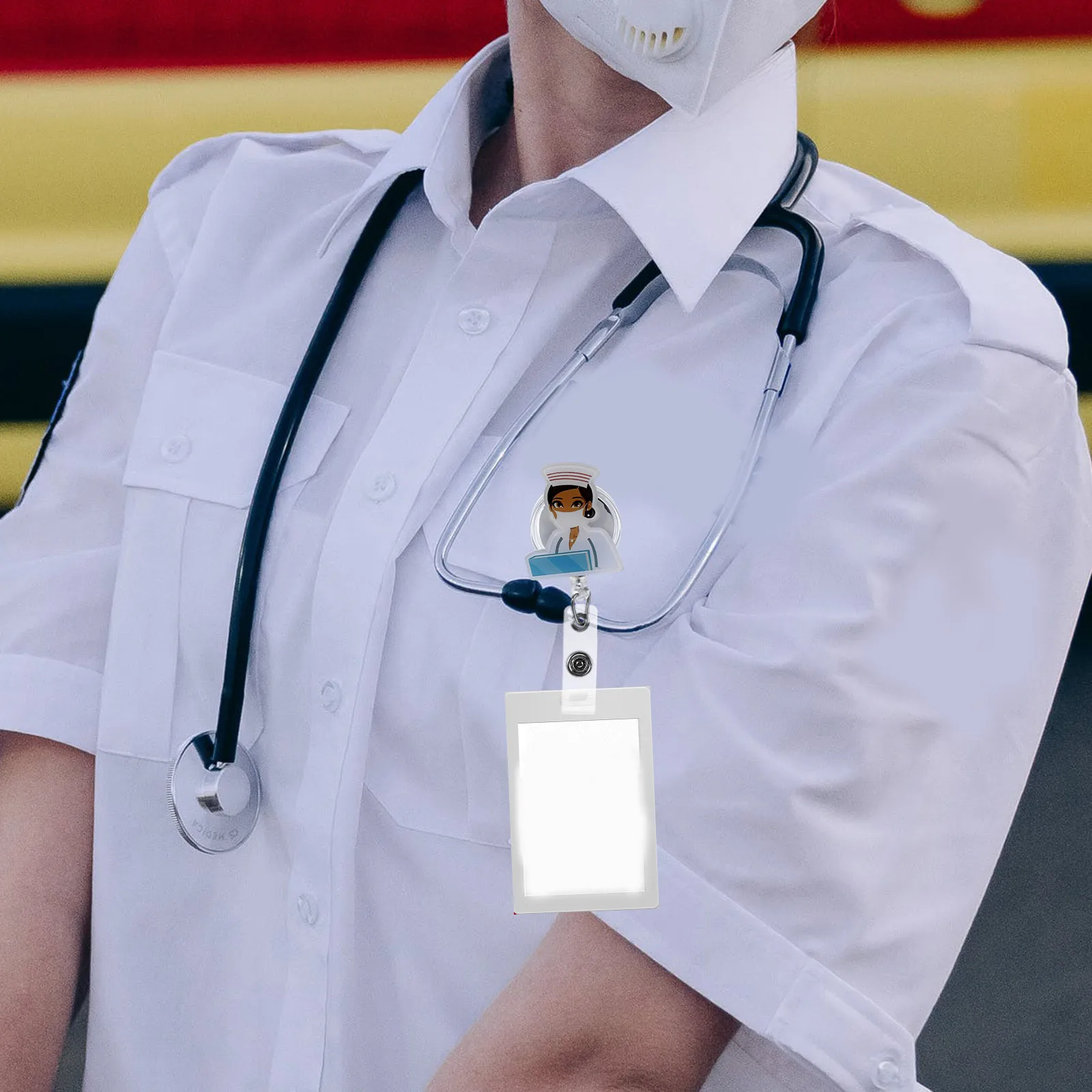 

Retractable Badge Holder Id Card Clip For Nurse Doctor Employee Work Portable Name Tag Holder Accessory