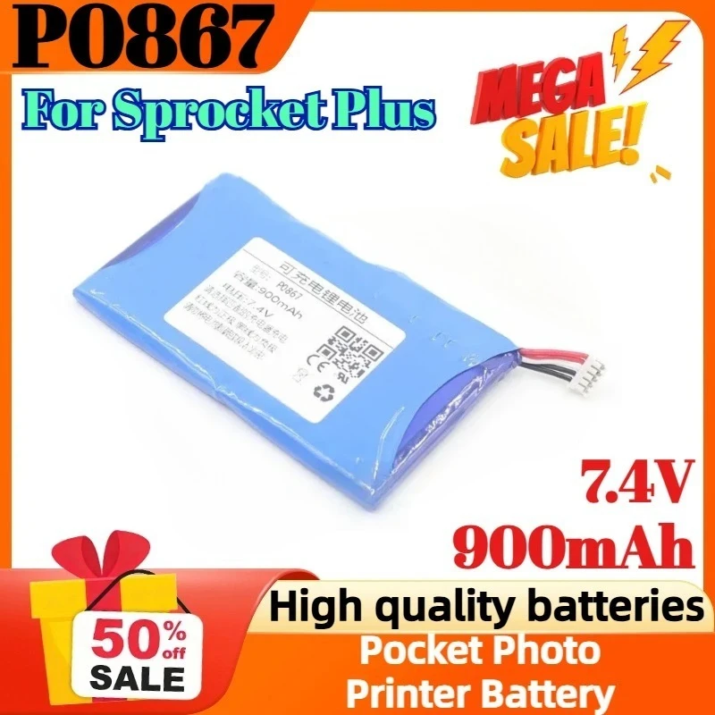 

P0867 523946 7.4V 900mAh New Replacement Battery for Sprocket Plus Battery Pocket Photo Printer Batteries