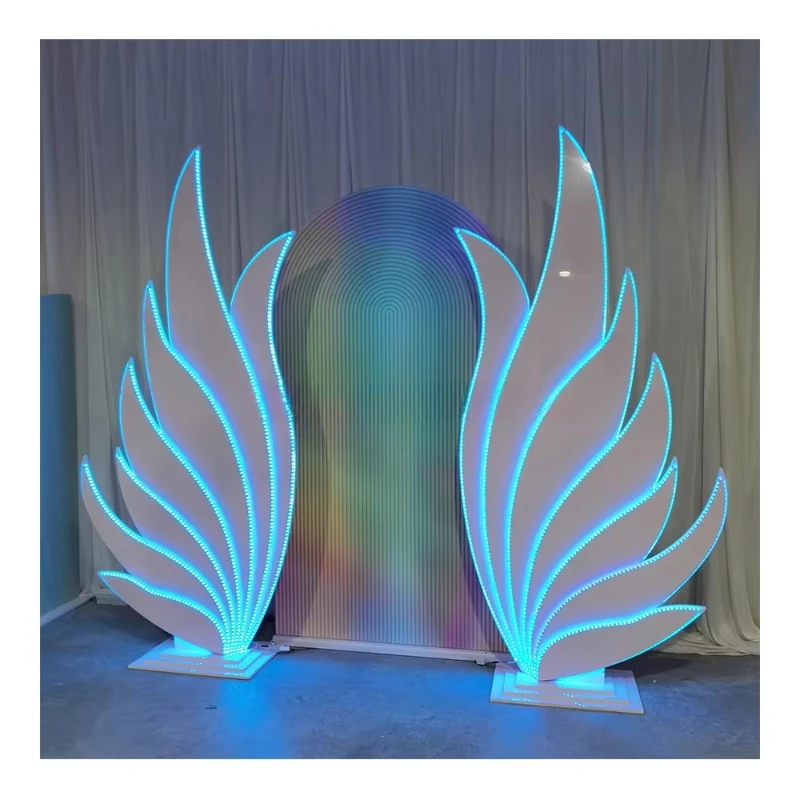 

New Arrival Luminous Wings Backdrop Wedding Background Luminous Backdrop Board Acrylic Angel Wings Led White for Event