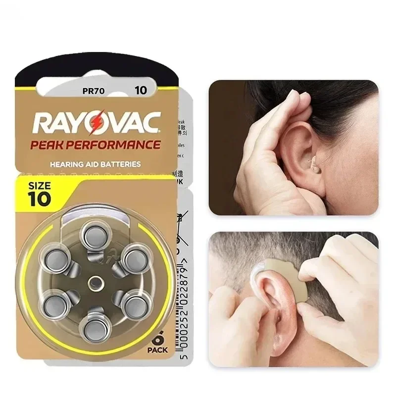 6-60Pcs RAYOVAC PEAK Hearing Aid Batteries A10 ZA10 10A P10 PR70 High Performance Zinc Air Battery For Mini Digital Hearing Aid