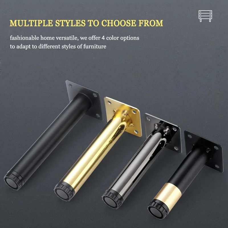 4 Stück 10 cm Möbel Sofa Tischbein Rundrohr Schrankbein Metallfüße Beinzubehör für Möbelbeschläge Zubehör