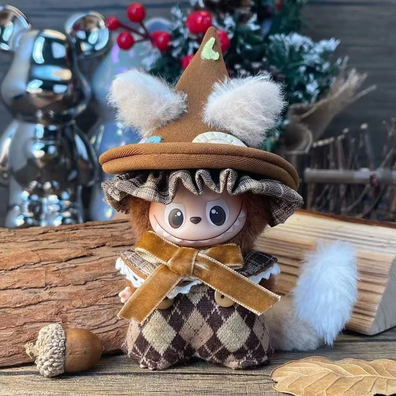 Para V4 Labubu, ropa de aventura de elfo de varias series, pantalones con pechera, monos con colgante temático de animales, accesorios de disfraz