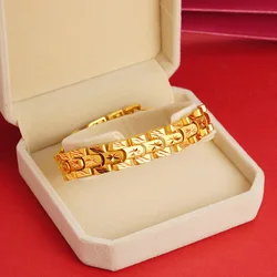 Luxury Pure 24 k Gold Color Full Sky Star Pattern Bracelets Jewelry for Men Bro Father Never Fade Jewelry Birthday Wedding Gifts
