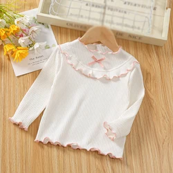 Spring Autumn Children's Girls Clothes Long Sleeve T-shirt Solid Kids Girl Pullover Tops Children's Clothes Blouse