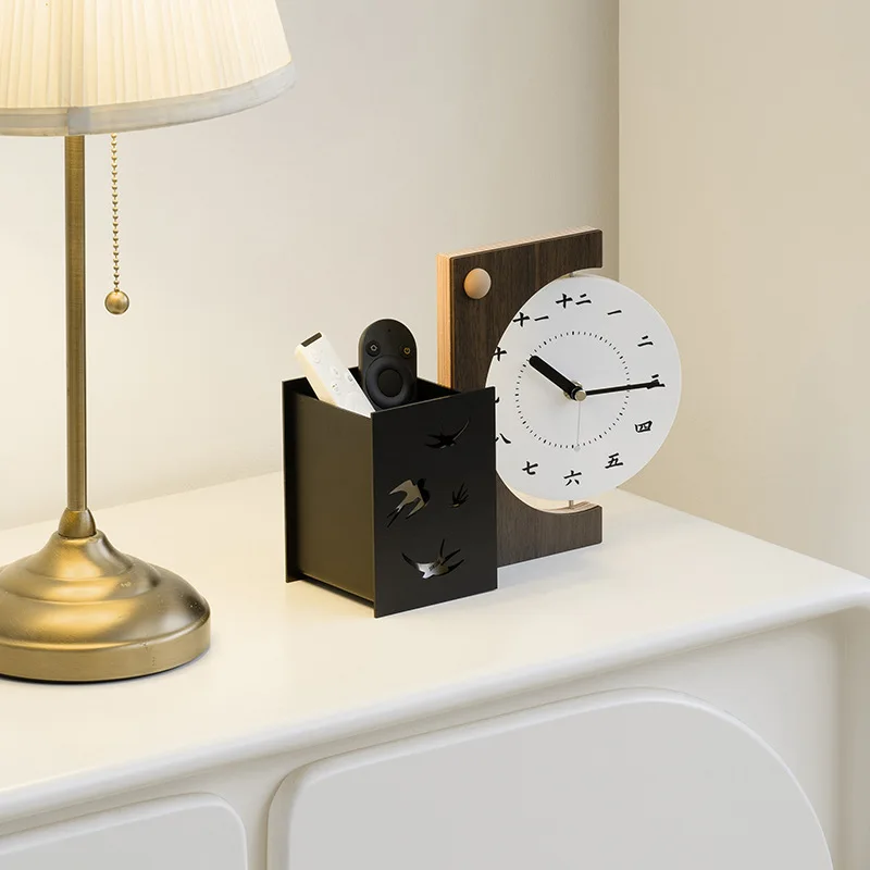 

Zml creative table clock retro storage clock ornament desk clock decoration