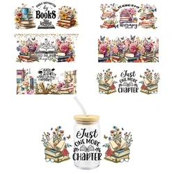 Books Flowers UV DTF Wrap Transfer Stickers Cartoon Cute Design Waterproof Wrap For Glasses Cups Bottles Decal