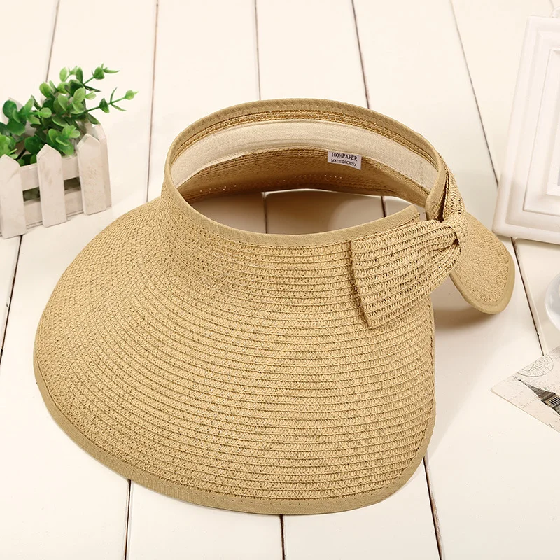 Summer Trendy New Sun Protection Hat for Women Outdoor Sun Protection Hat Large Eaves Empty Top Foldable Sun Hat Beach Straw Hat