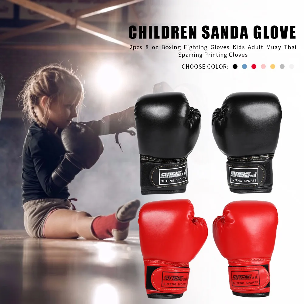 2Pcs Kids Boxing Gloves PU Leather Kickboxing Gloves Breathable Muay Thai Mitts Fighting Mitts for Boys Girls Youth